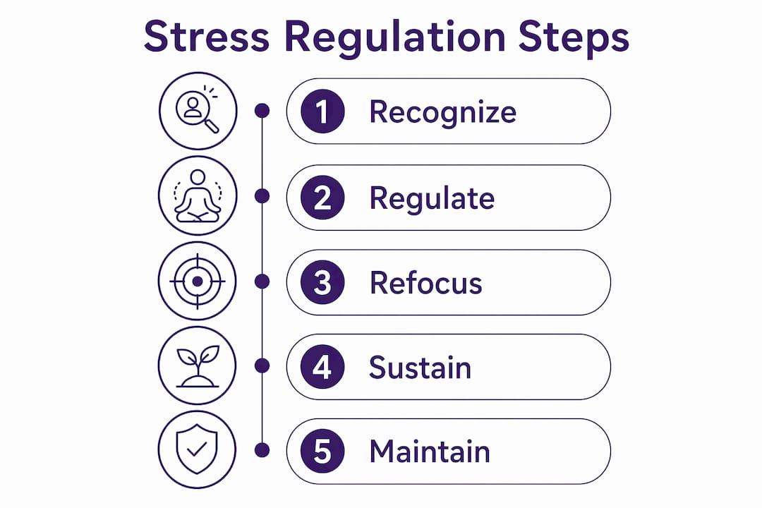 Infographic illustrating stress regulation process