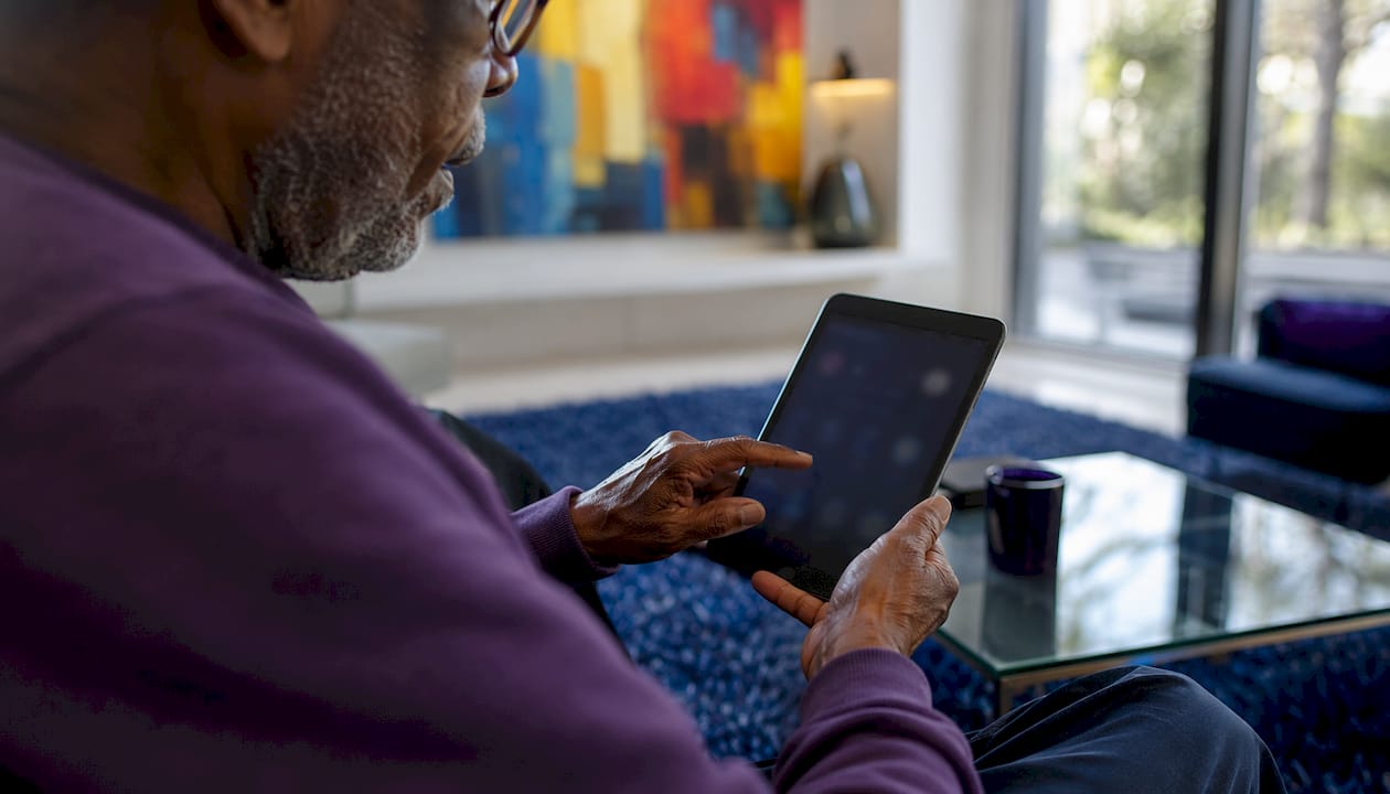 Hands using AI coaching app on tablet