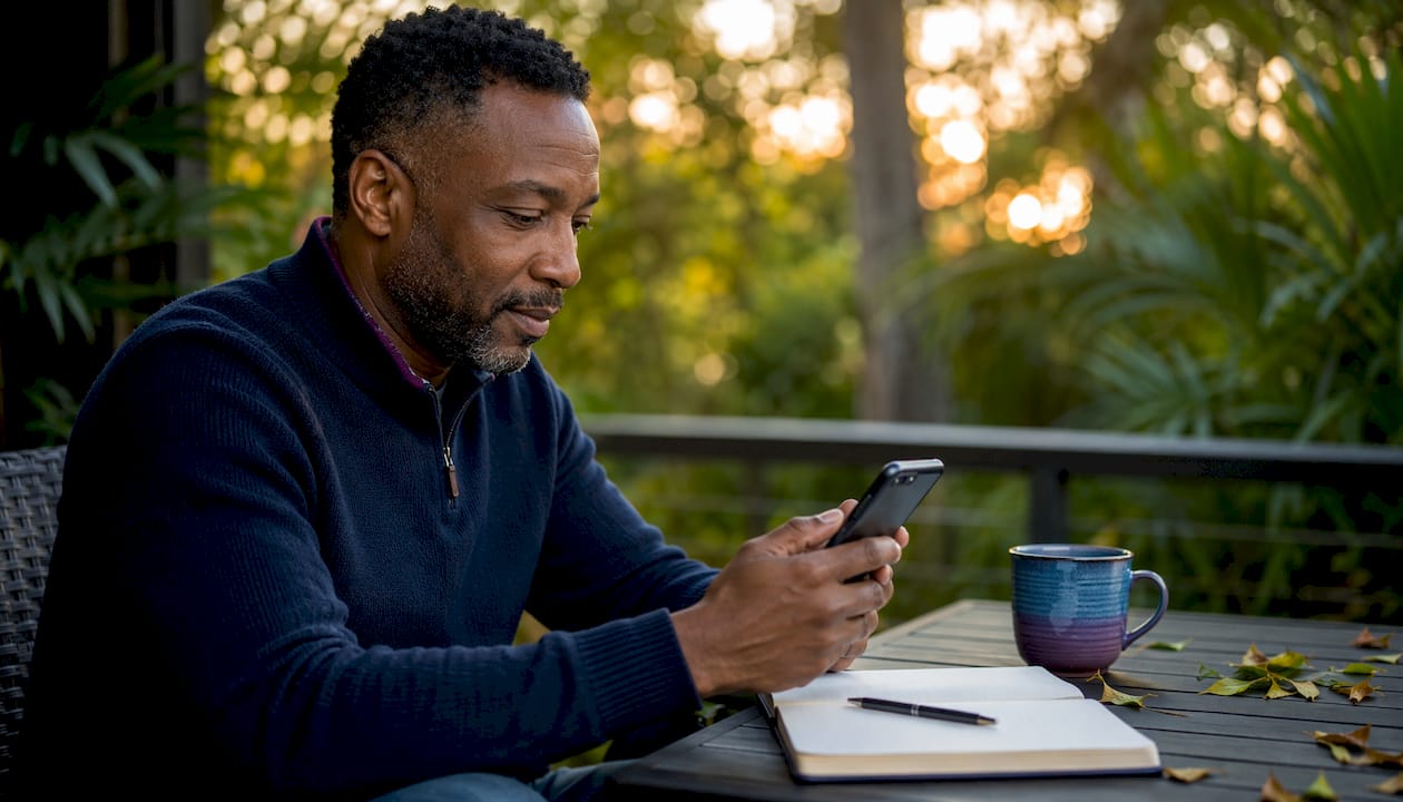 Man engaging with online support forum