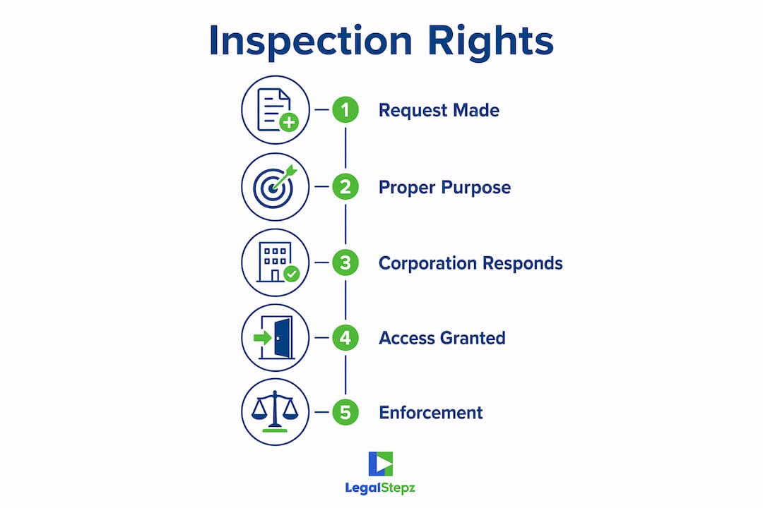 Infographic showing steps of corporate record inspection rights process