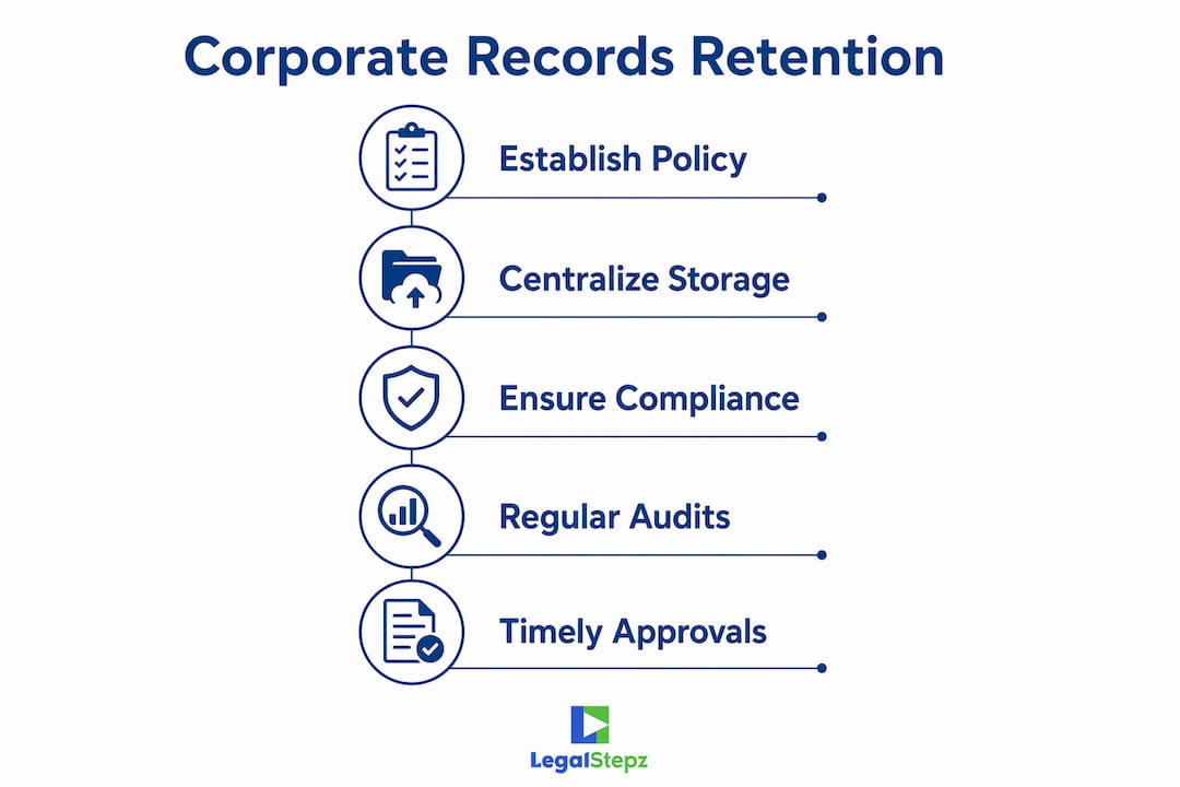 Infographic illustrating corporate records retention process