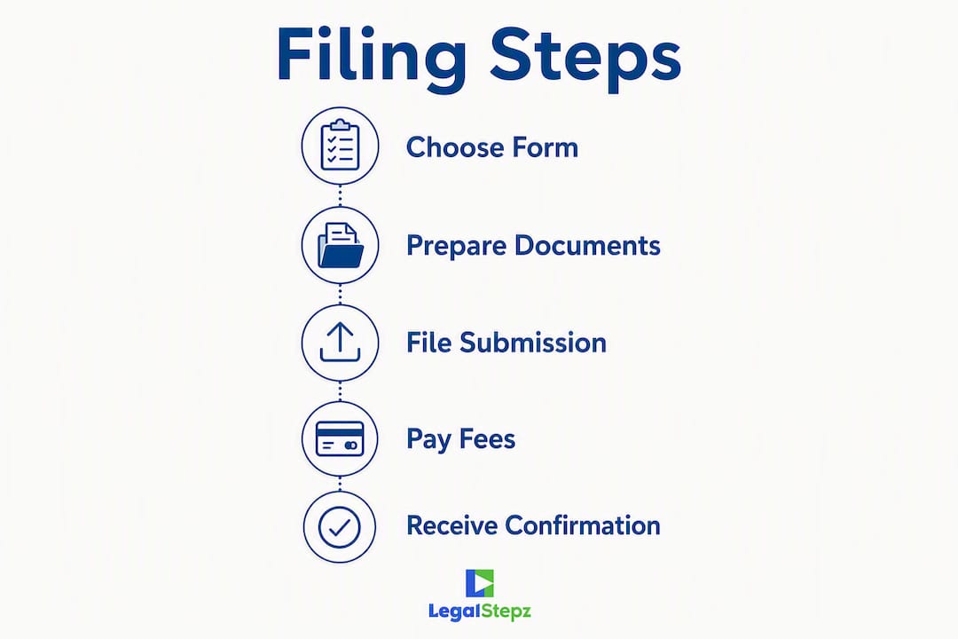 Infographic showing steps to file articles of incorporation in California