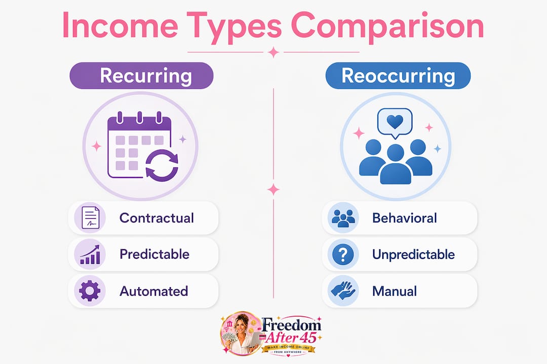 Infographic comparing recurring and reoccurring income