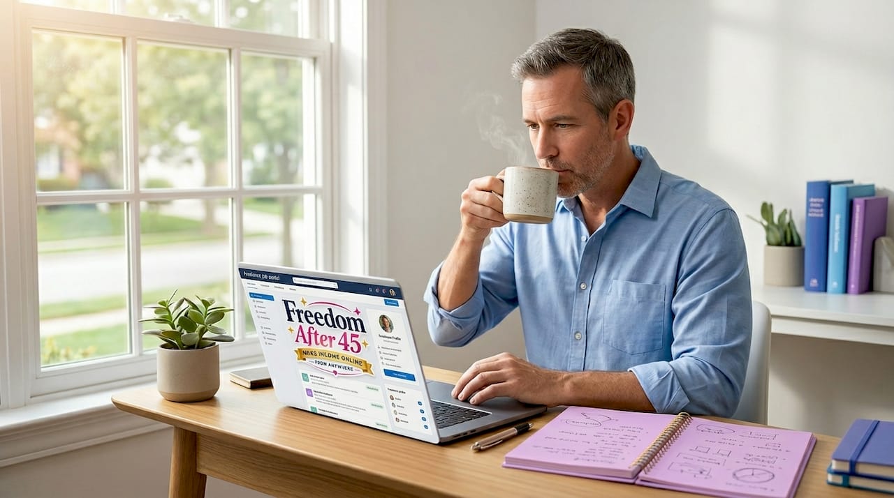 Freelancer managing tasks in café setting