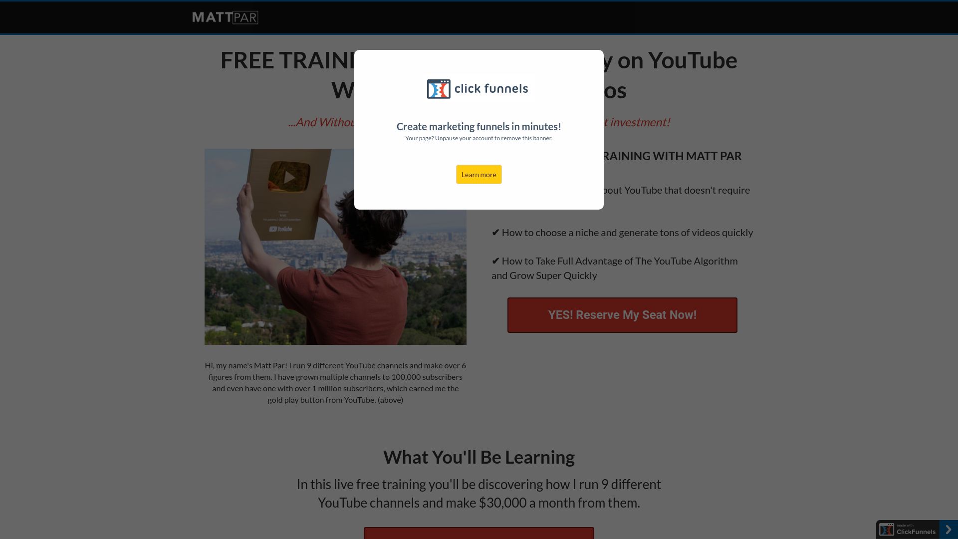 https://go.mattpar.com/yt-free-training