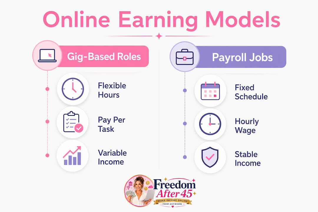 Infographic comparing gig-based and payroll online jobs