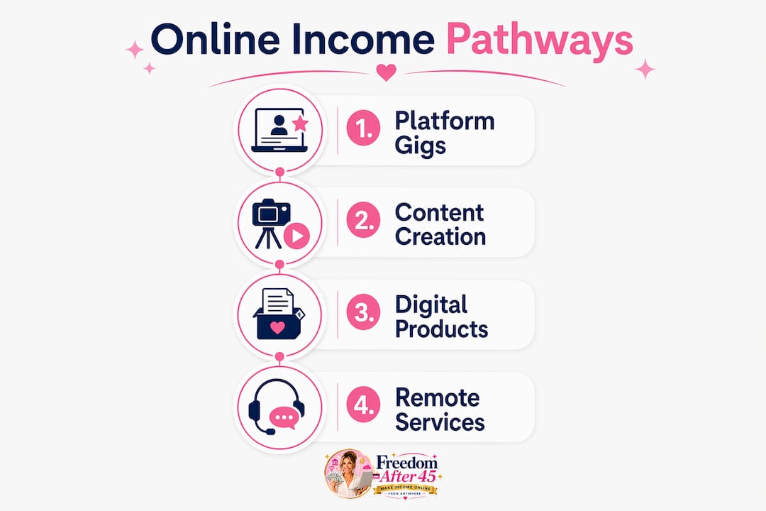 Infographic outlining online caregiver income types