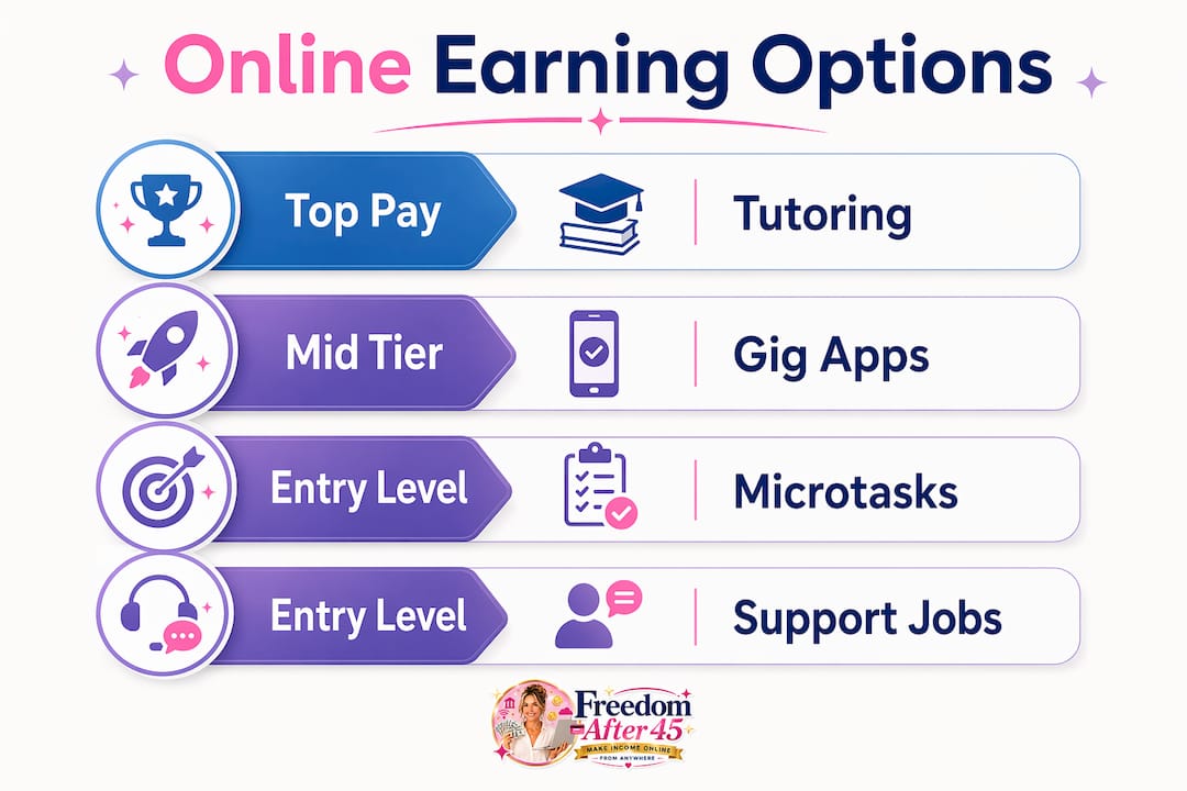 Infographic illustrating hierarchy of online earning opportunities by pay and skill
