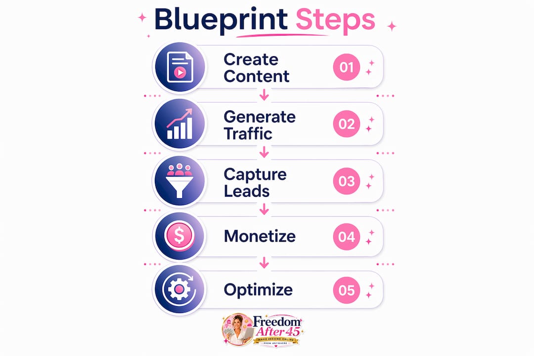 Infographic illustrating daily income blueprint steps