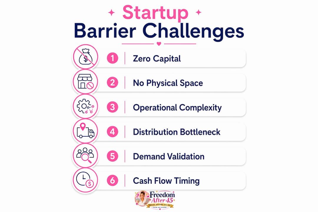 Infographic illustrating startup barriers and new challenges
