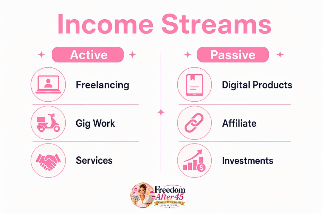 Infographic comparing active and passive income streams