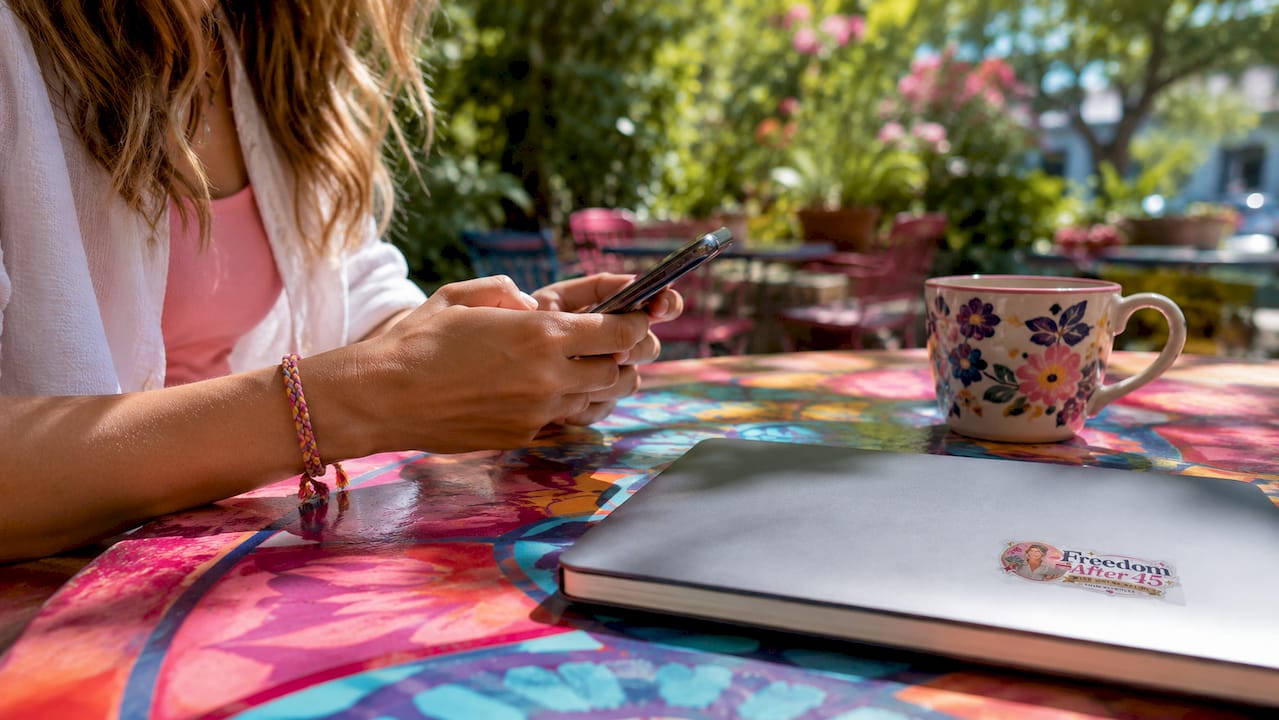 Hands using smartphone and laptop multitasking online income