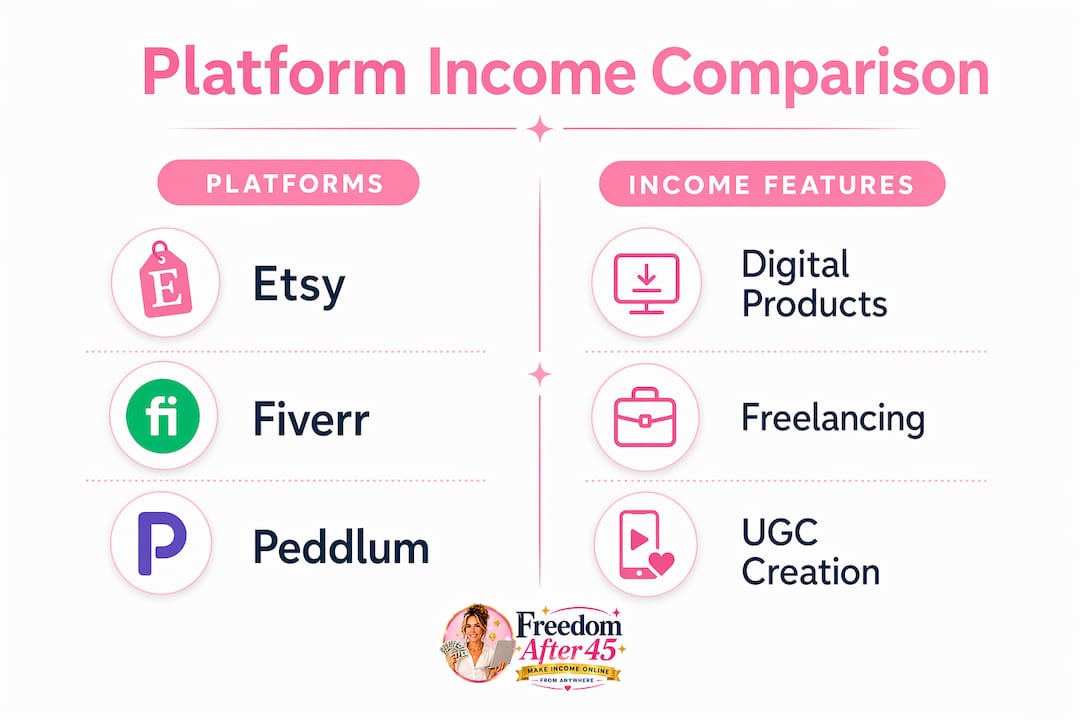 Infographic comparing online income platforms