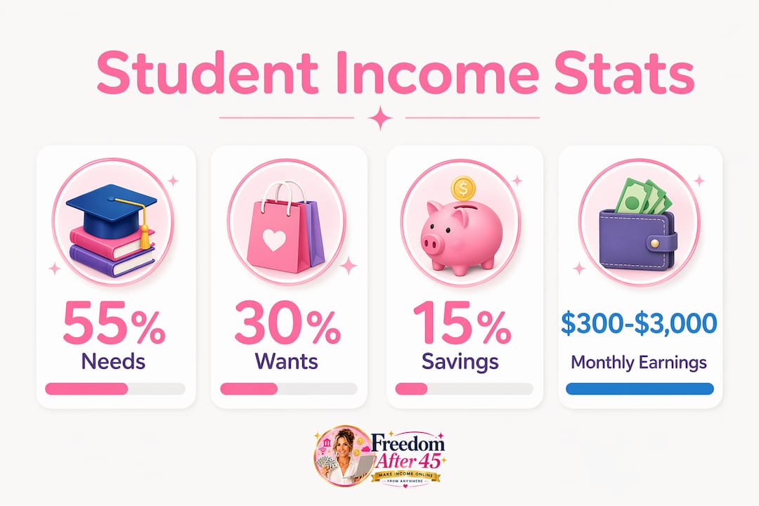 Infographic showing student income budgeting statistics