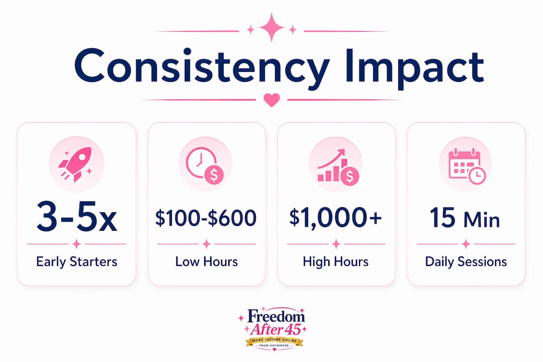 Infographic showing stats on student online income consistency