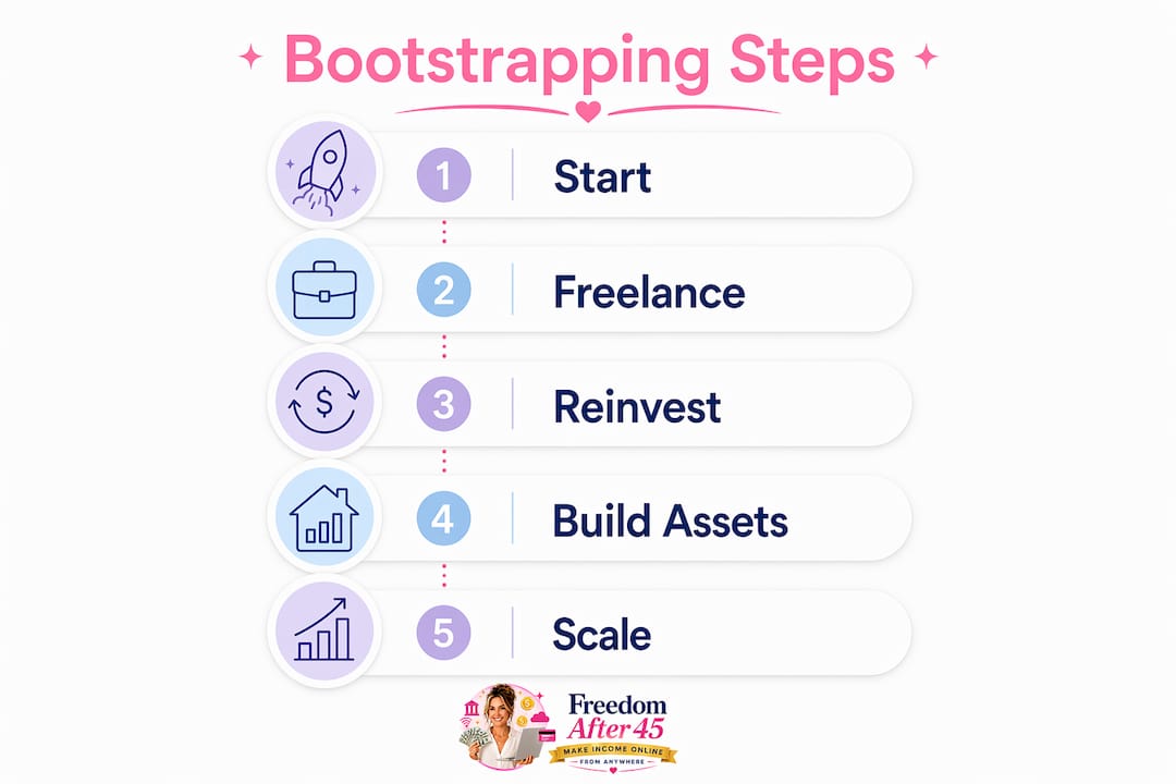 Infographic illustrating bootstrapping income steps