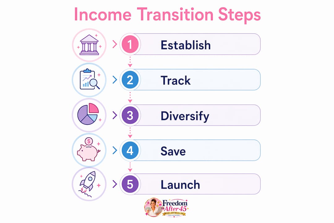 Infographic showing key steps to transition side income