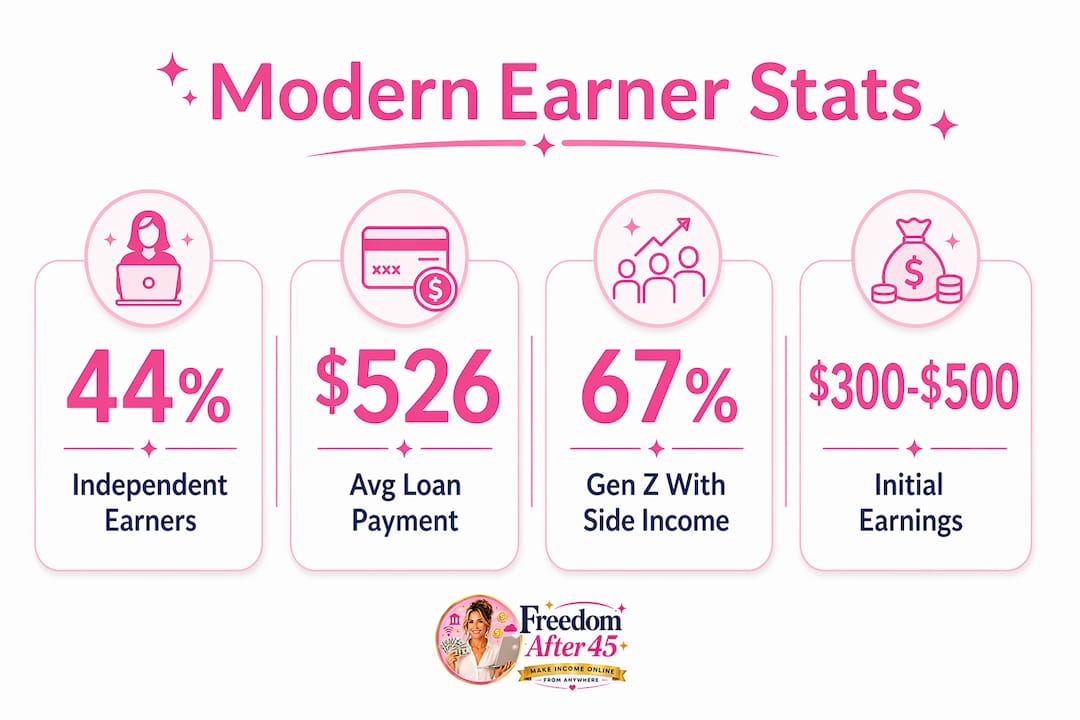 Infographic showing key statistics about modern earners and student debt
