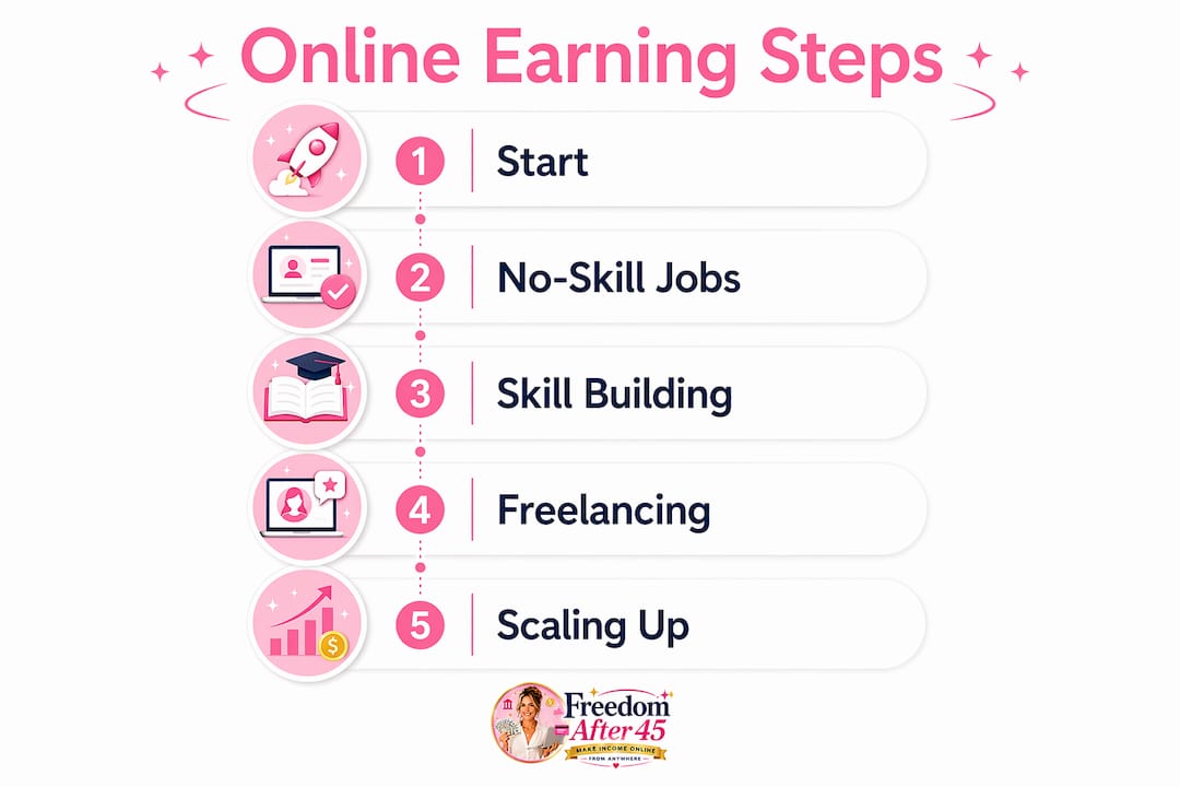 Infographic illustrating steps to start earning online