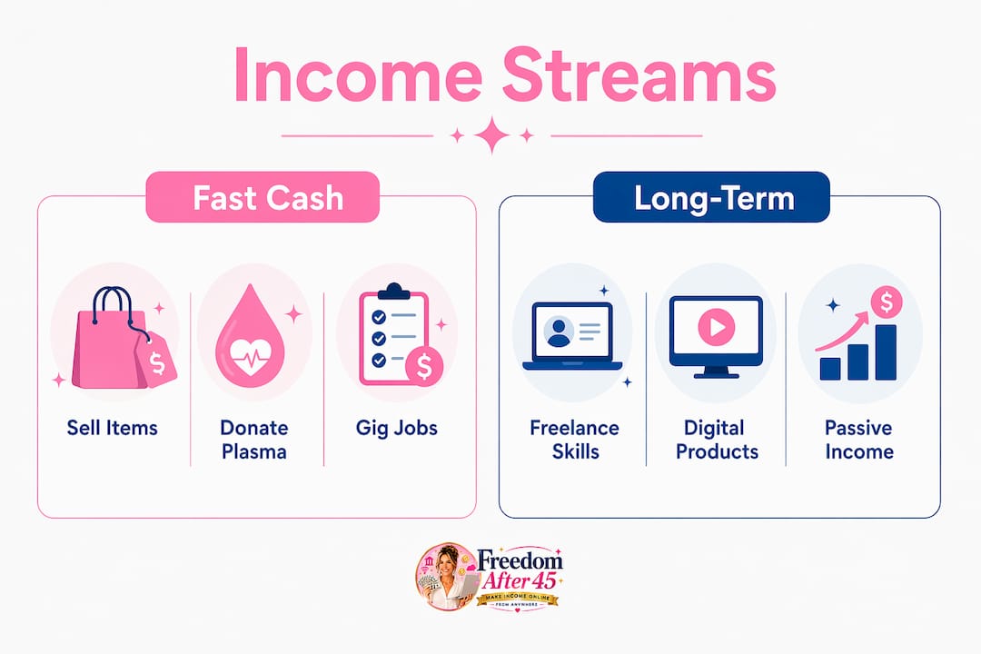 Infographic comparing fast cash and long-term income streams