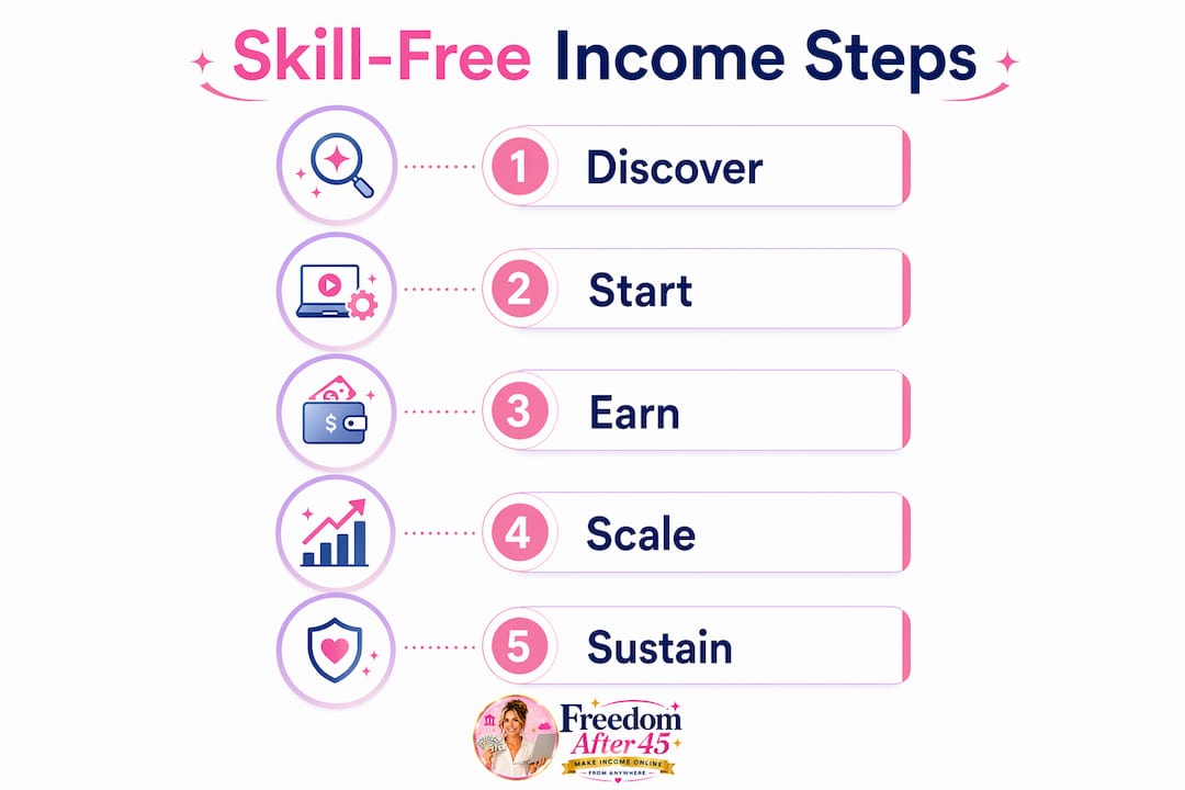 Infographic showing skill-free income method steps