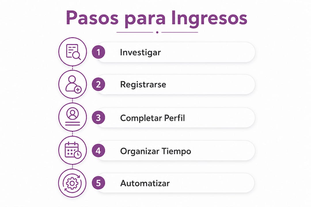 Infografía con los pasos clave para empezar a generar ingresos pasivos sin necesidad de invertir dinero