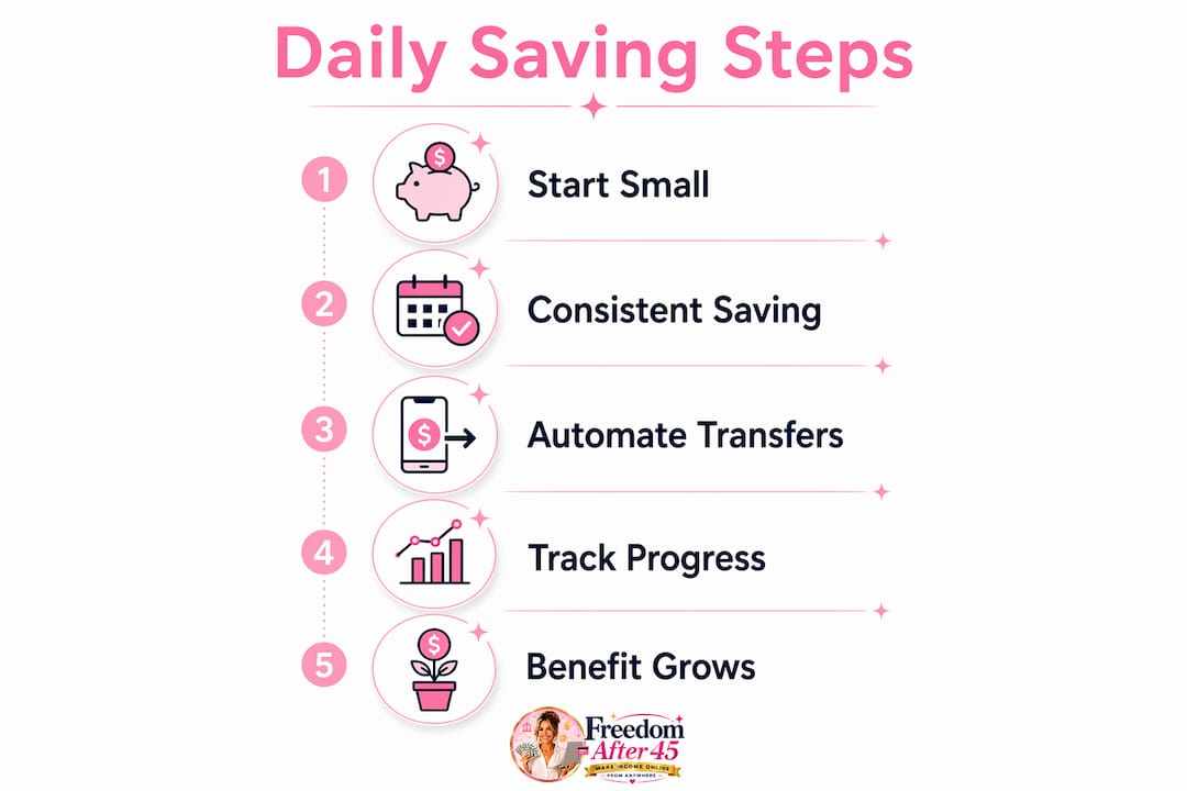 Infographic illustrating daily saving steps