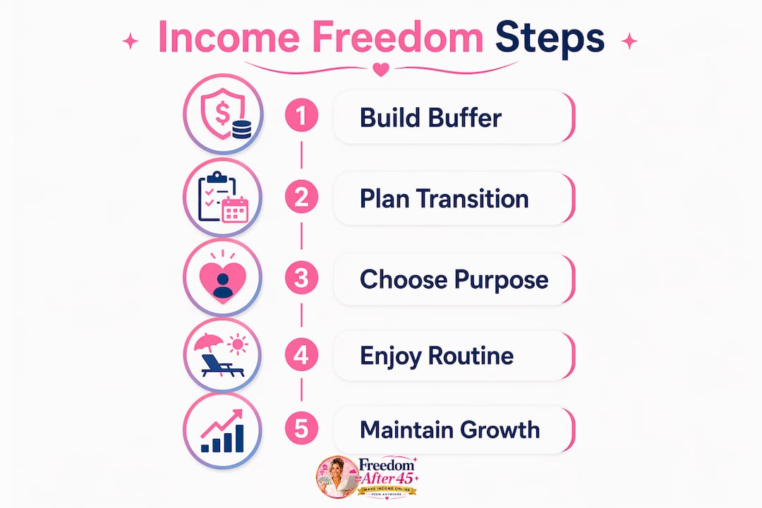 Infographic showing income freedom daily steps