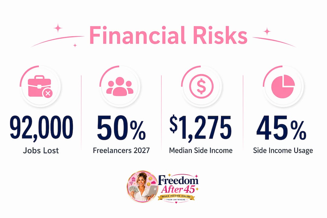 Infographic displaying key financial risk statistics related to salary reliance