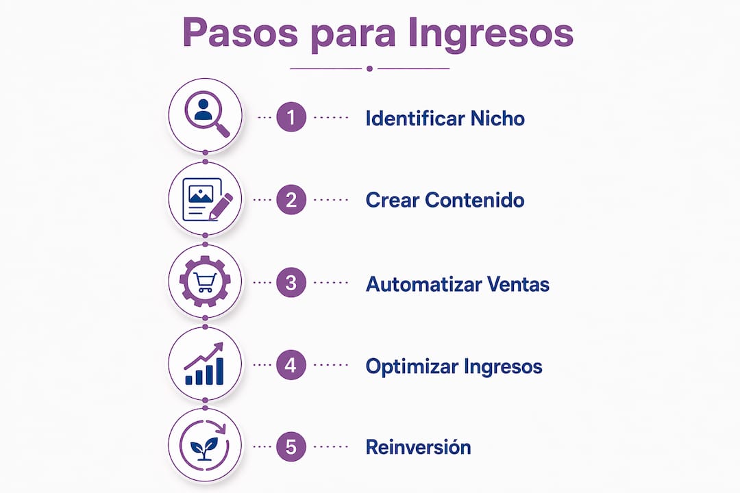 Guía visual con los pasos clave para empezar a generar ingresos