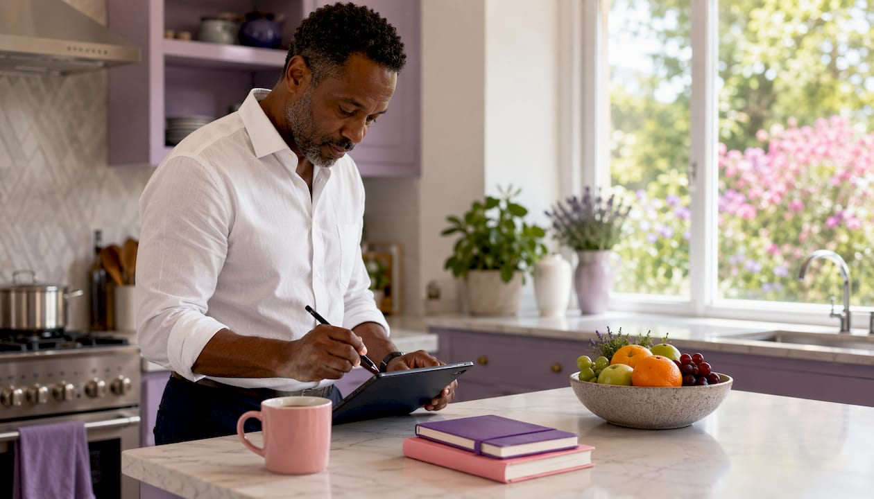Man creating digital product outline