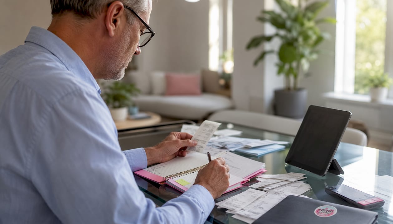 Hands handling financial records for side income