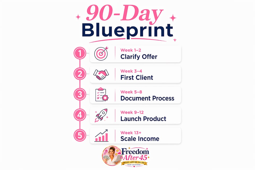 Infographic of 90-day entrepreneur service income blueprint