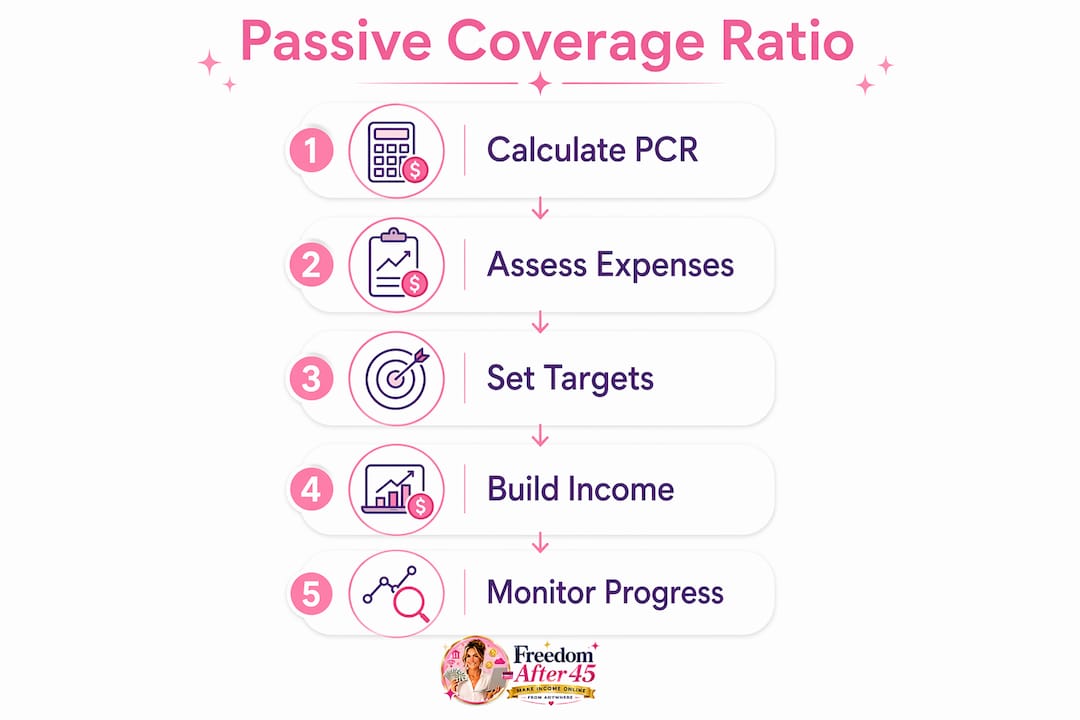 Infographic illustrating steps to calculate passive coverage ratio