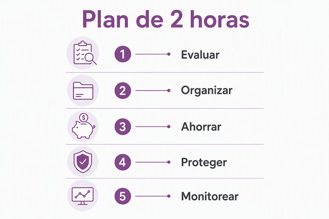 Resumen visual del método de dos horas al día para organizar tus finanzas personales