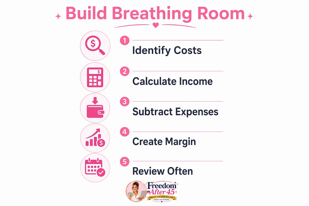 Infographic outlining steps to build financial breathing room