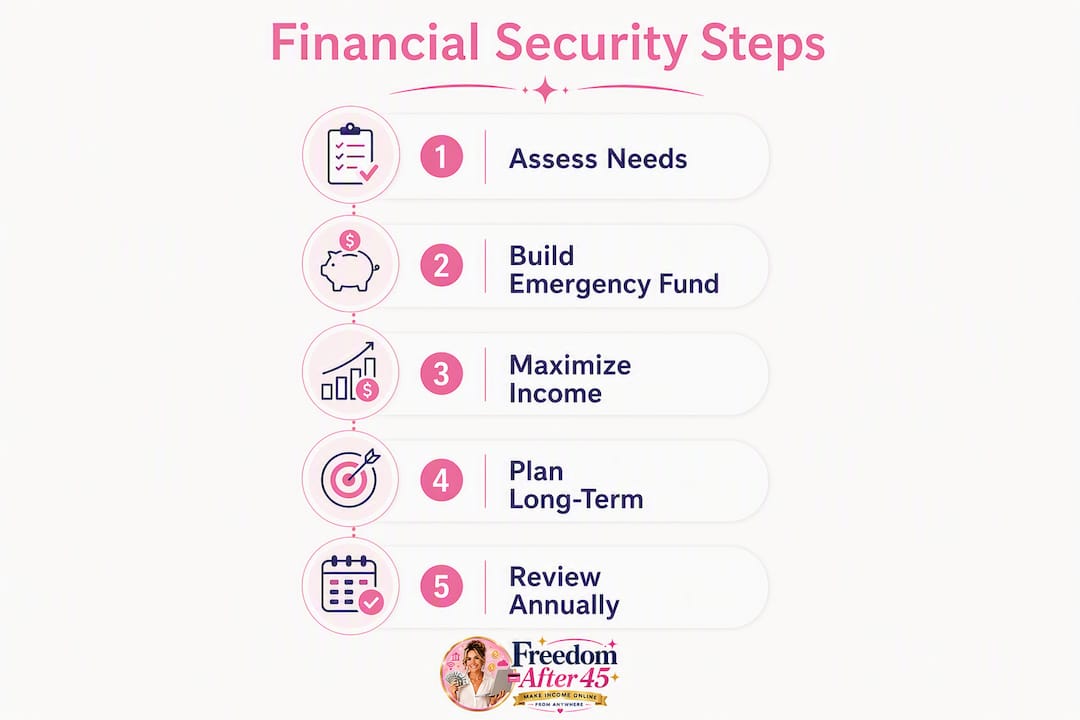 Infographic outlining steps to daily financial security