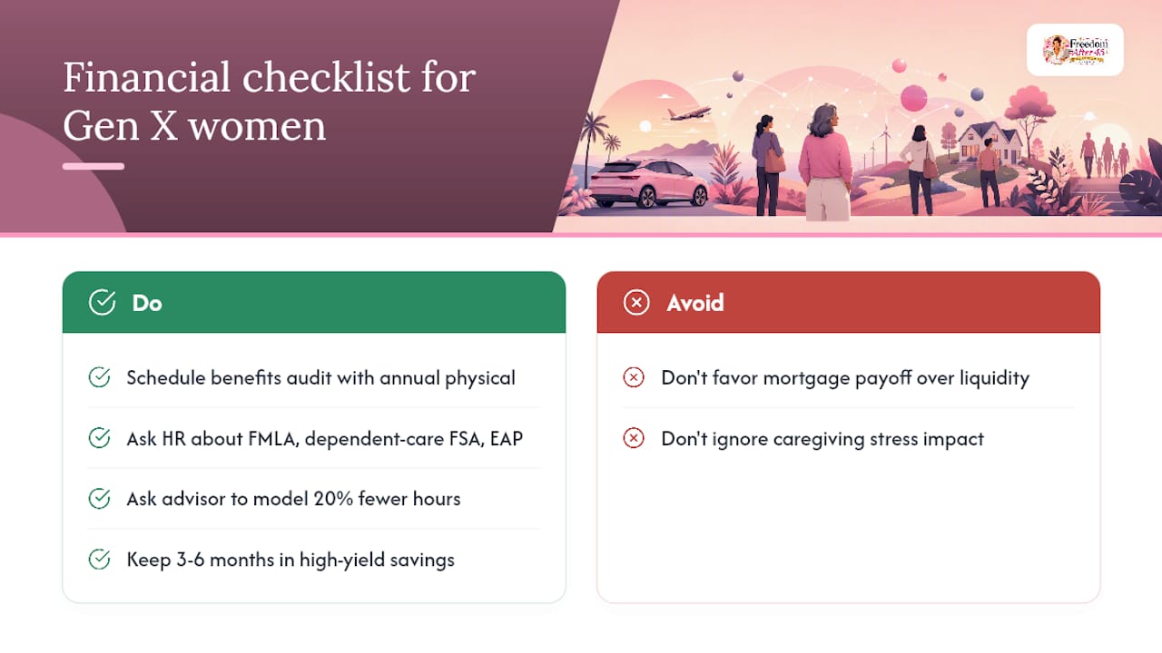 Why menopause and caregiving stress amplify every financial risk — overview diagram