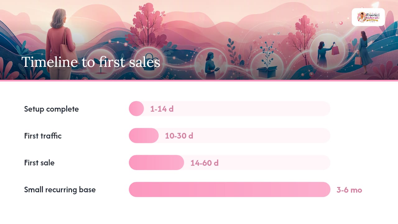 Timeline of side hustle milestones from setup to recurring income