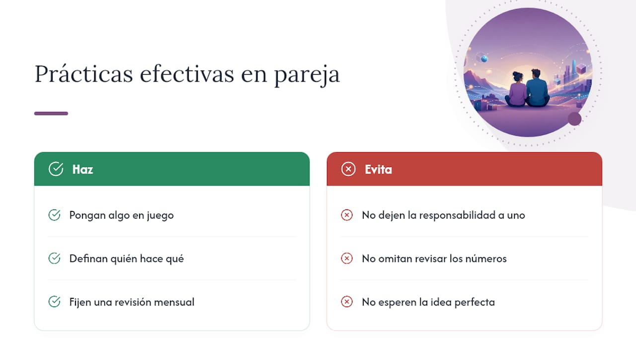 Por qué compartir la meta financiera suele funcionar mejor que hacerlo solo — overview diagram