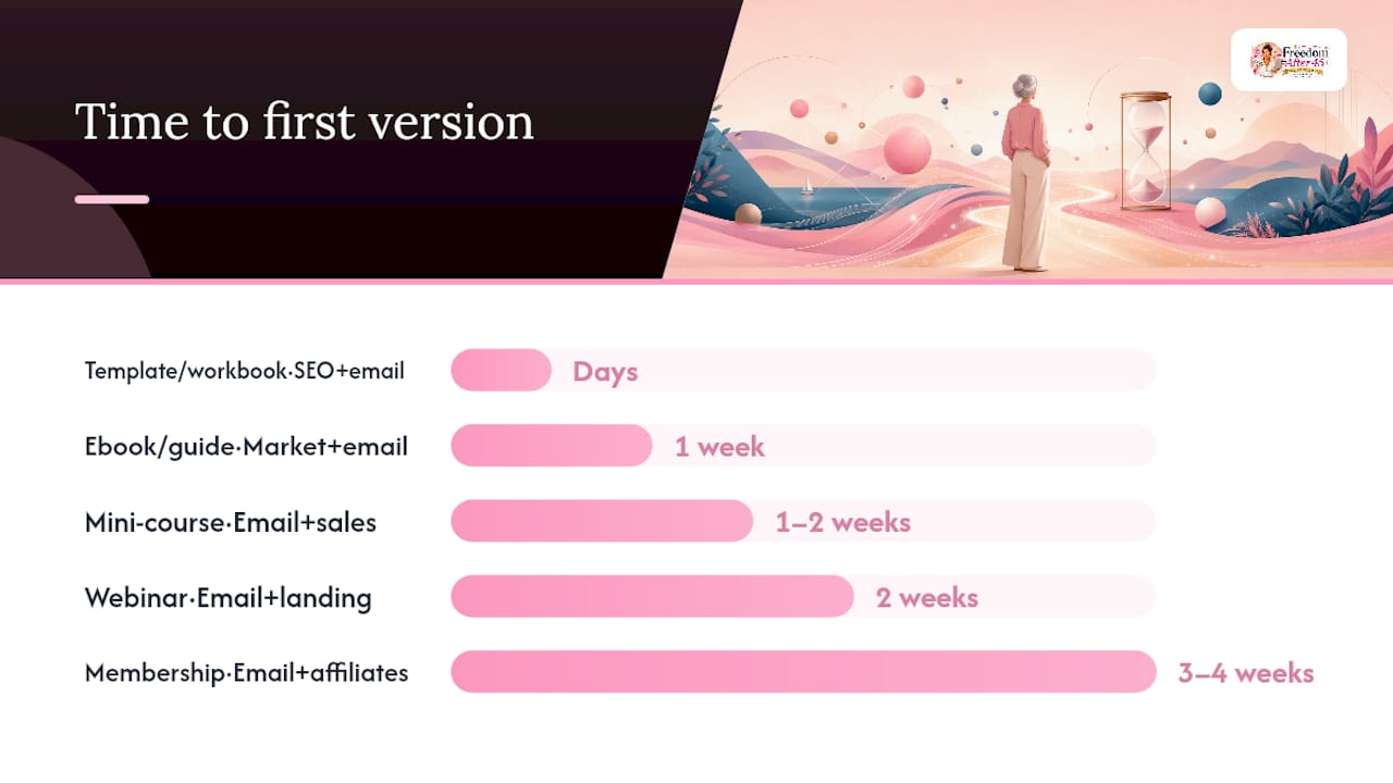 Diagram comparing content product types by build time and sales channels