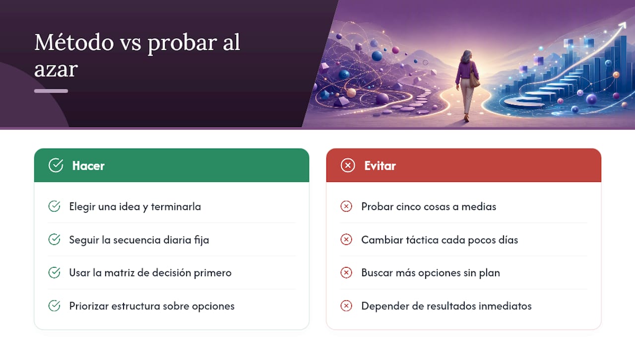 Por qué un método estructurado gana a probar ideas al azar — overview diagram
