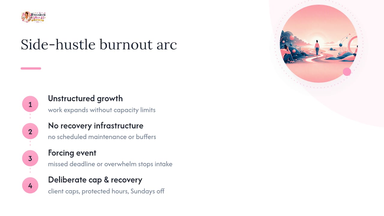 Four stages of side hustle burnout progression
