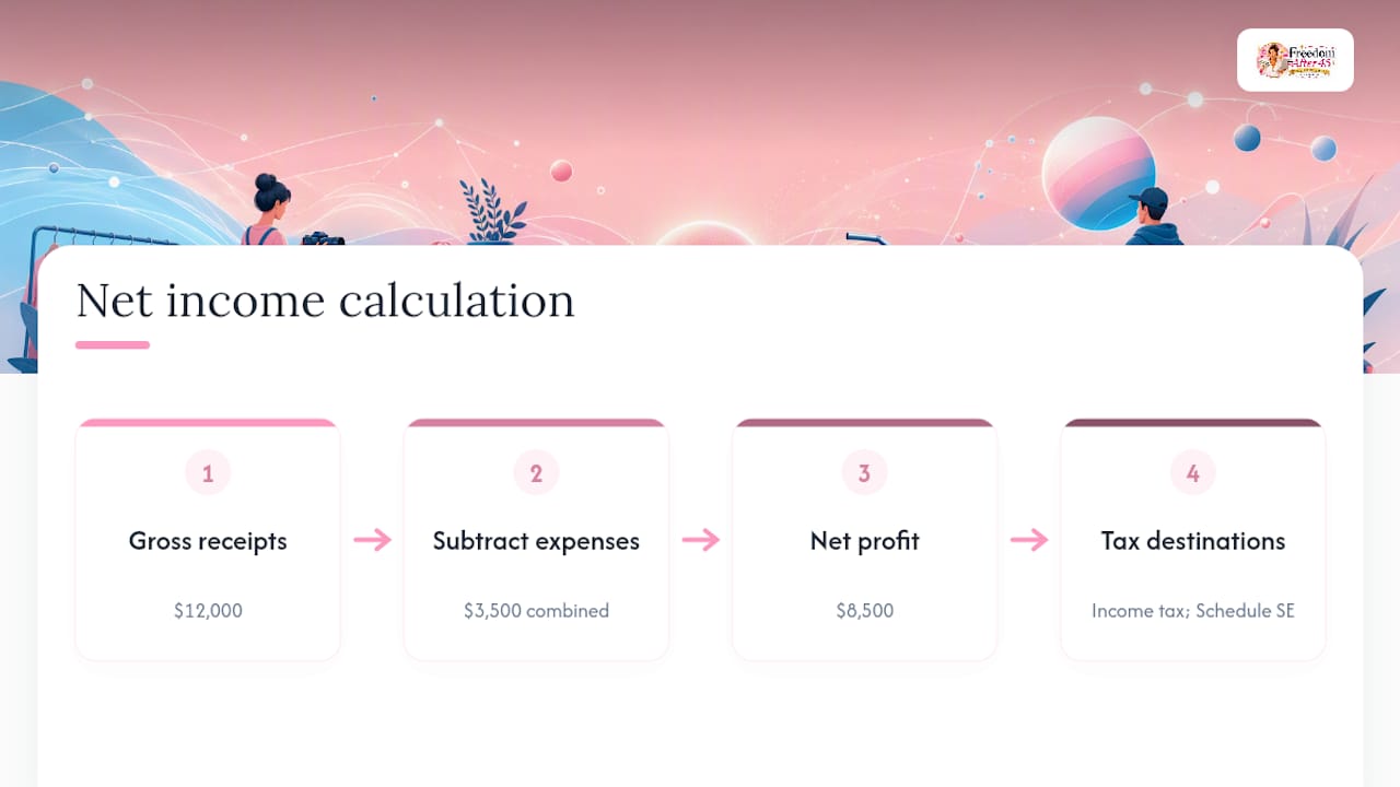 Gross receipts minus expenses equals net profit