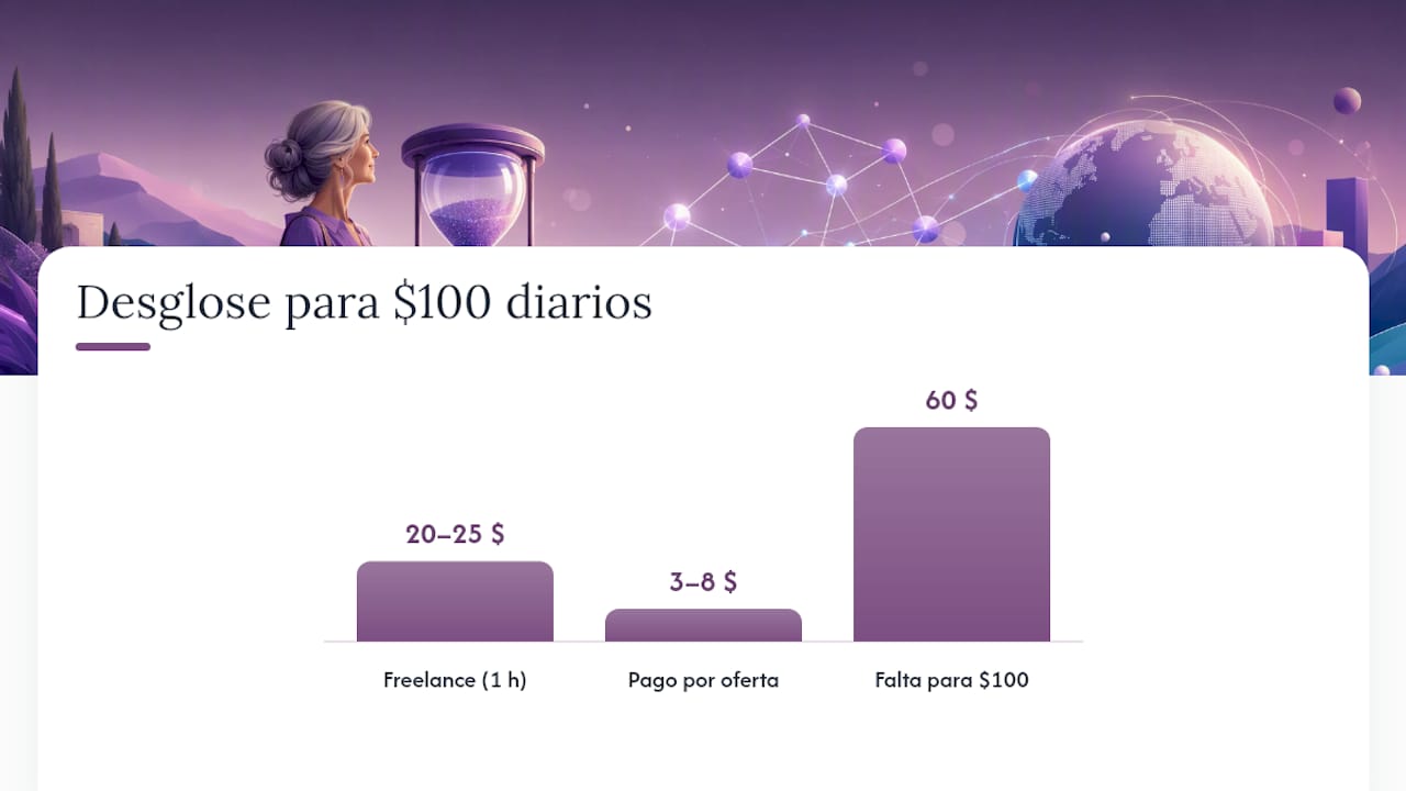 Cómo convertir tus horas en 100 dólares diarios: pasos y ejemplos — overview diagram