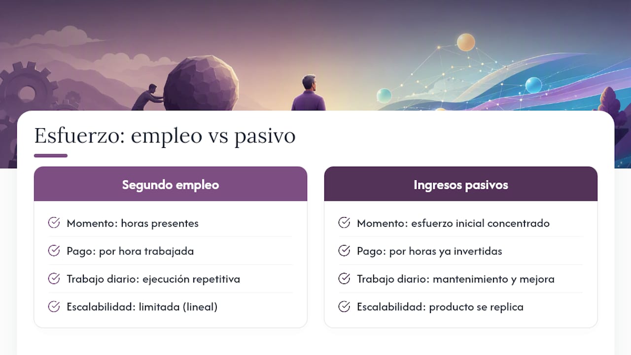Comparativa entre trabajo por horas e ingresos pasivos