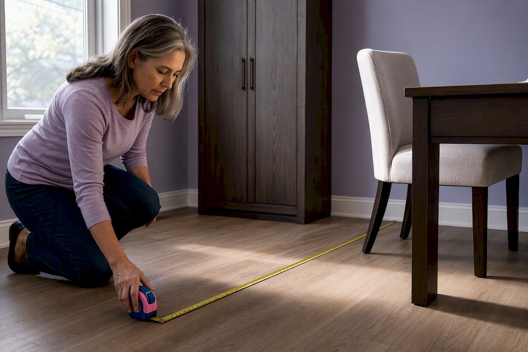 Woman measuring dedicated home office space