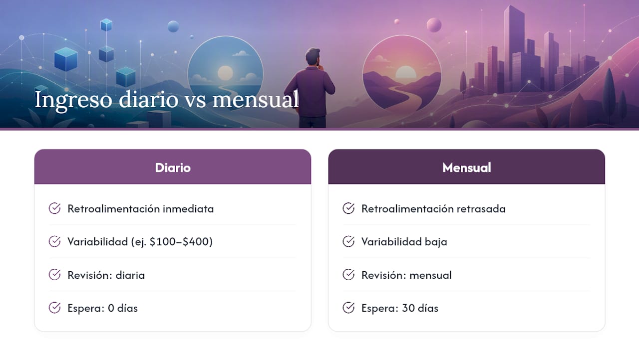 Comparación de ingresos diarios y mensuales