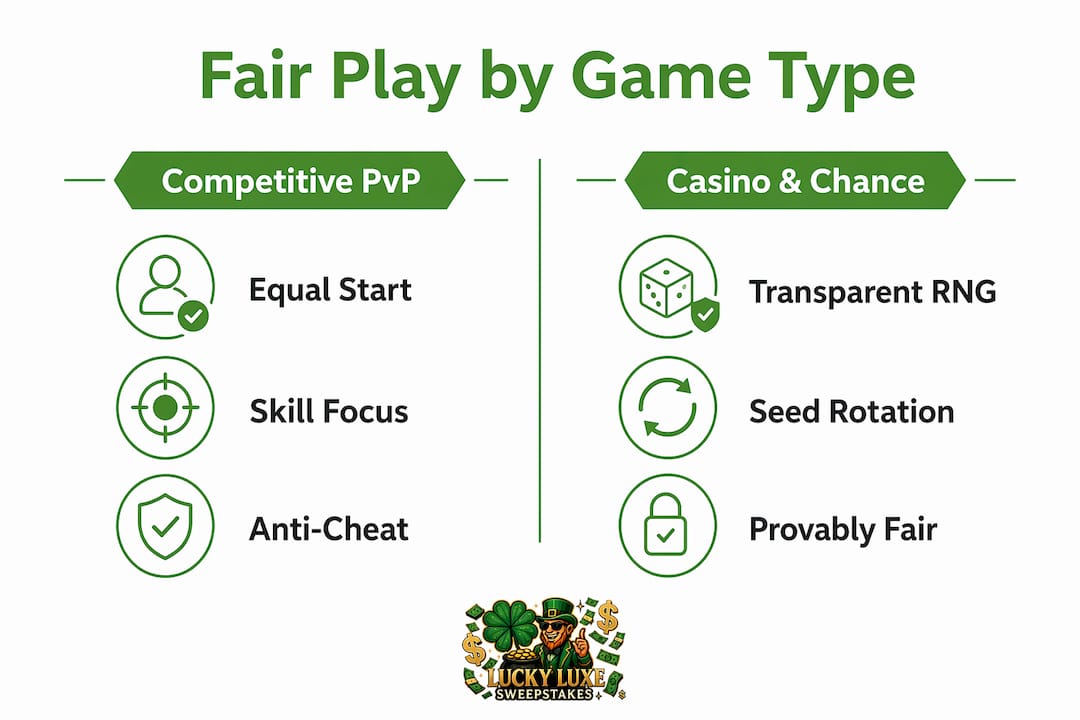 Infographic comparing fair play in game types