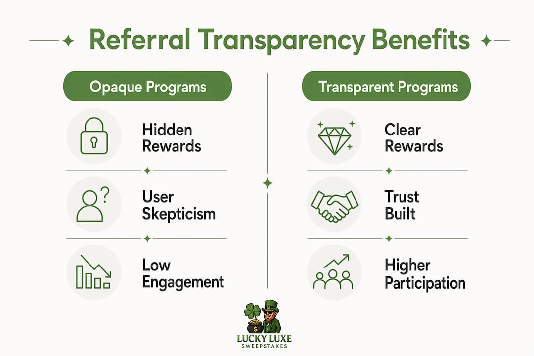Infographic comparing opaque vs transparent referral programs